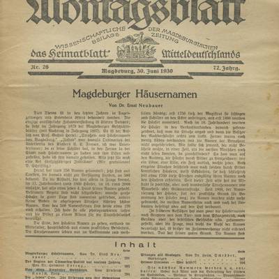 Zeitungsartikel aus dem Jahr 1930